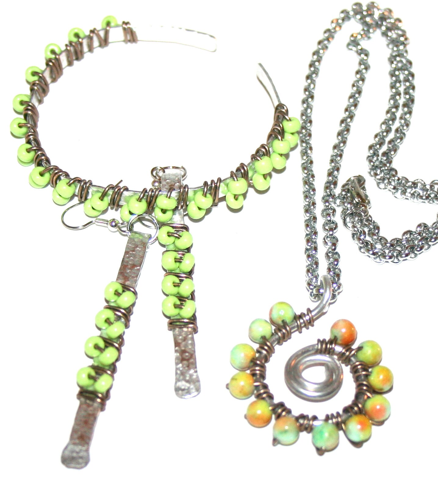 Golden/Weiß/Grün Einheitlich DAMEN Accessoires Modeschmuckset Grün Rabatt 62 % Pieces Modeschmuckset