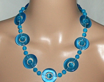 Pearl necklace cateye pearls blue, pearl necklace, necklace, women's jewelry, gift