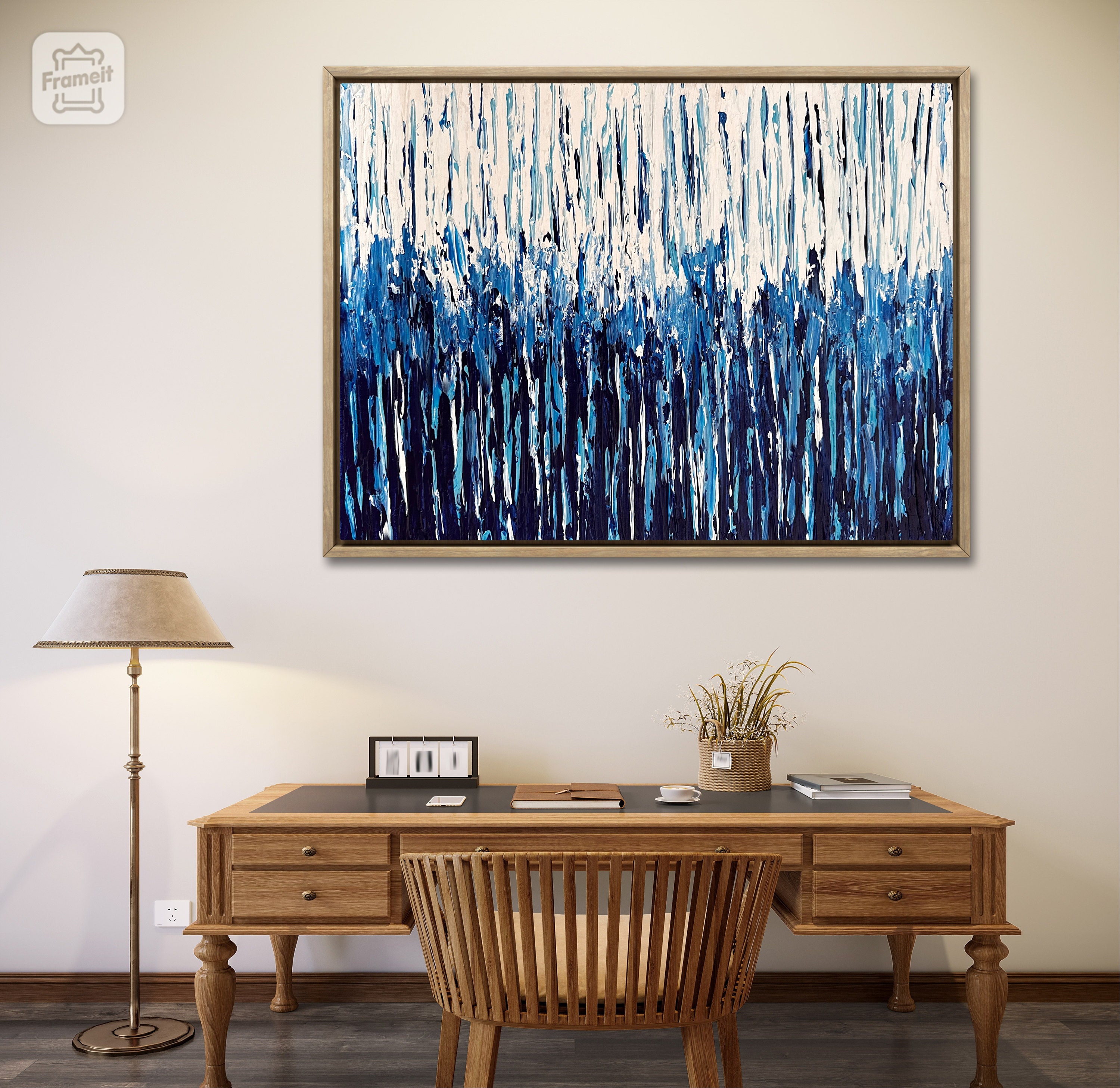 Buy Abstract Texture Painting for Living Room, Home Decor, Blue