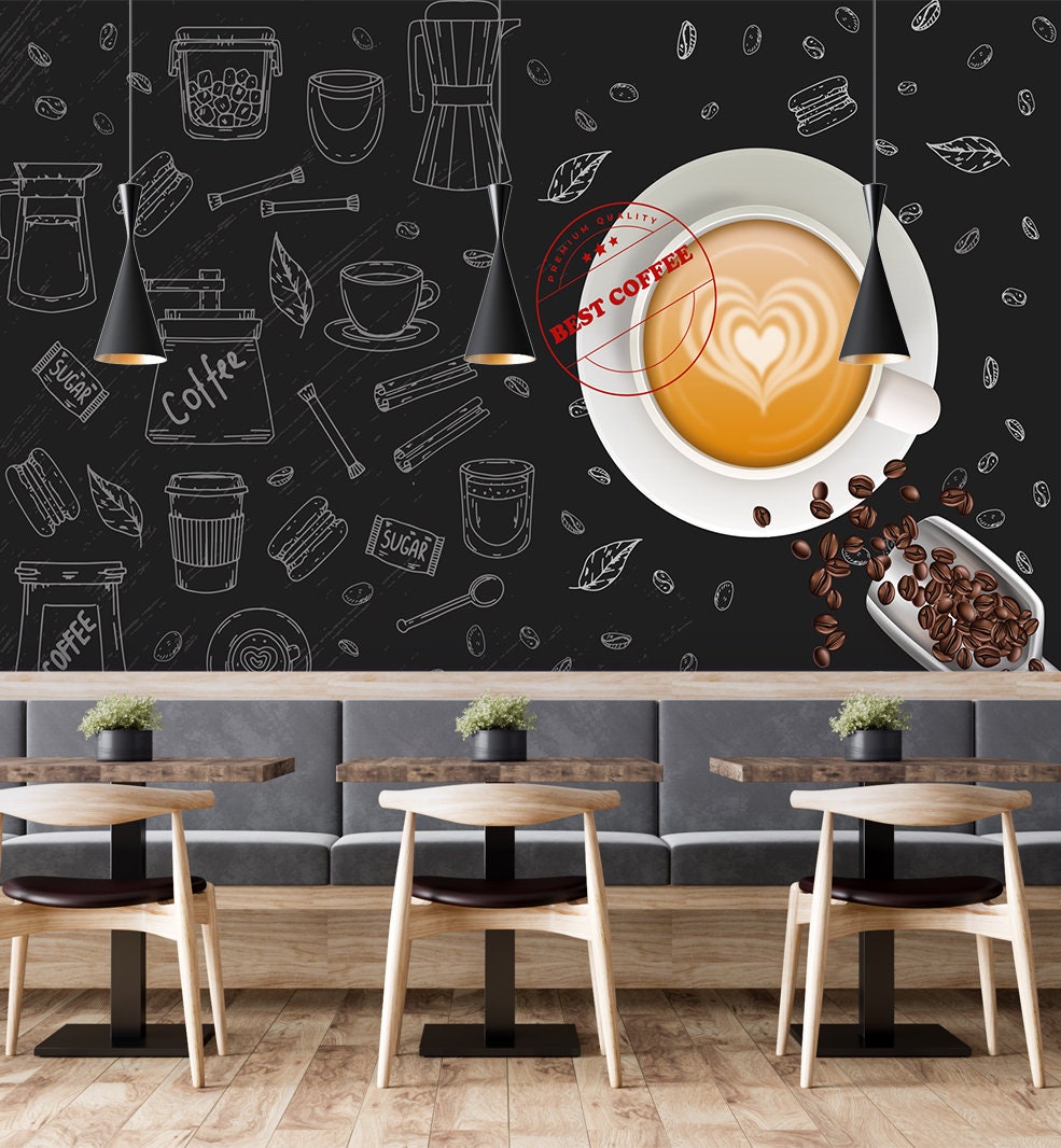 Coffee shop wallpaper - Etsy España