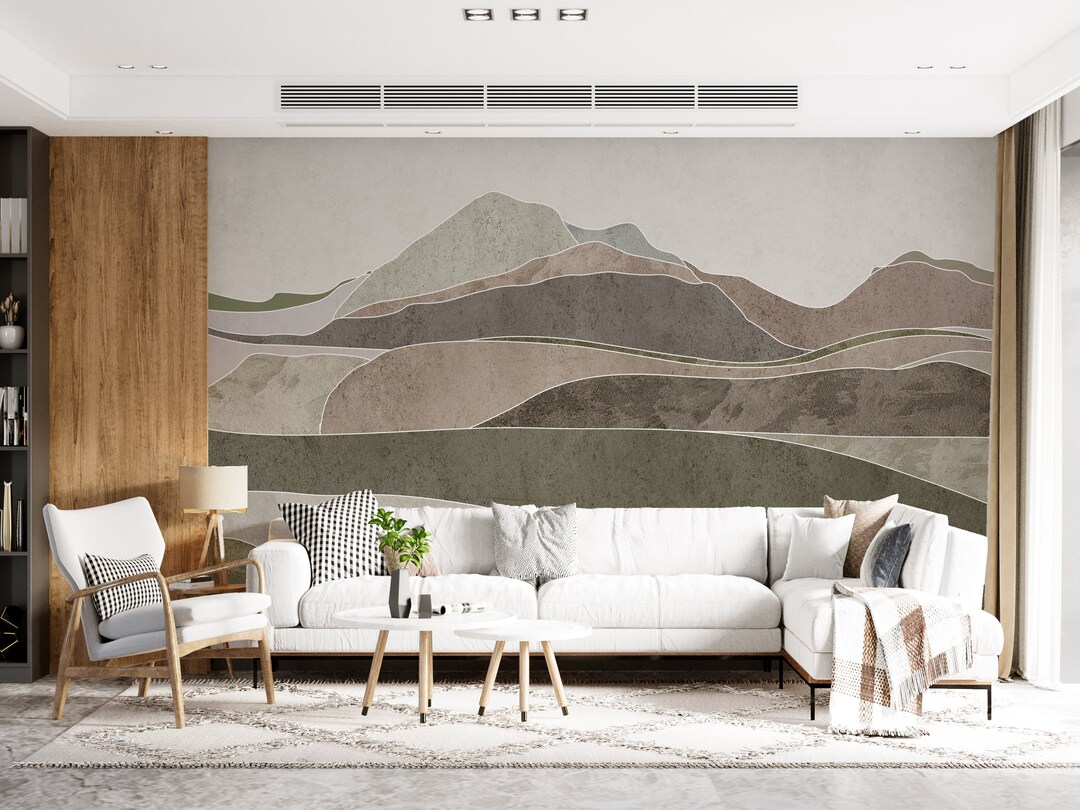 ABSTRACT MOUNTAINS WALLPAPER Nude Colors Mountains Mural Modern 