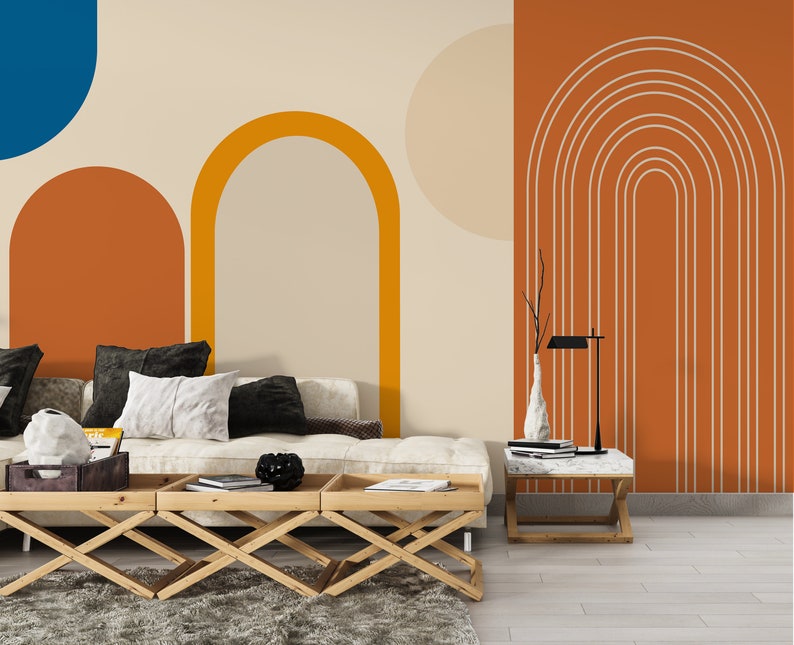 RETRO ARTDECO WALLPAPER. Boho Wallpaper. Bohemian - Etsy