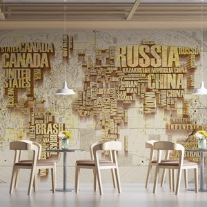 WELTKARTE TAPETEN WALLPAPER Karte Weltkarte Wallpaper Office Map Wandbild Coffee Shop Weltkarte Wallpaper Moderne Tapete für Abenteuer-Liebhaber