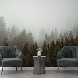 LANDSCAPE WALLPAPER Pine Trees Wallpaper Photo Mural Forest Landscape Wall Mural Forest Wallpaper.