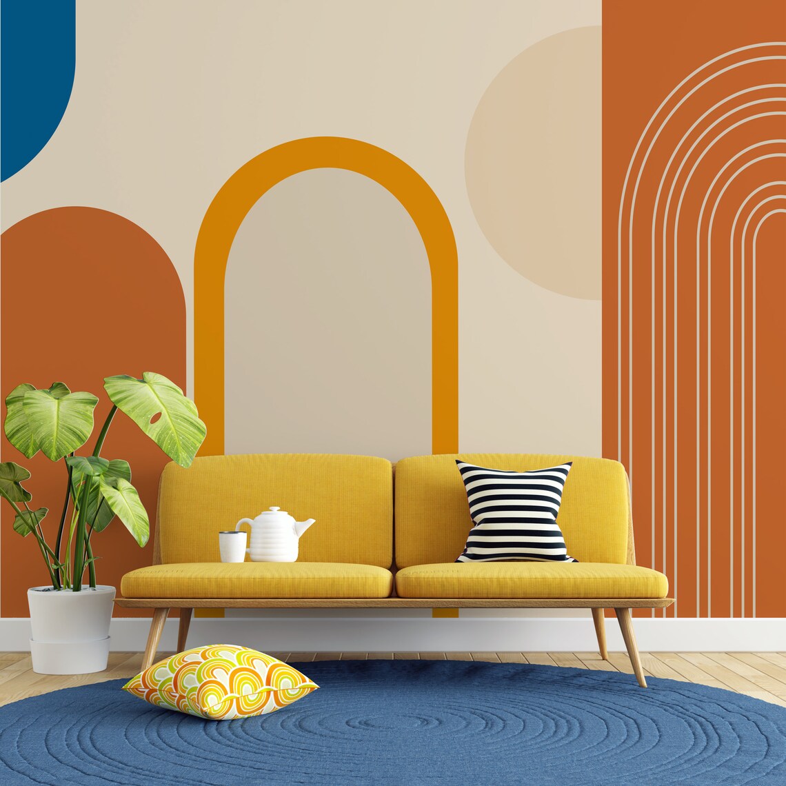 RETRO ARTDECO WALLPAPER. Boho Wallpaper. Bohemian - Etsy