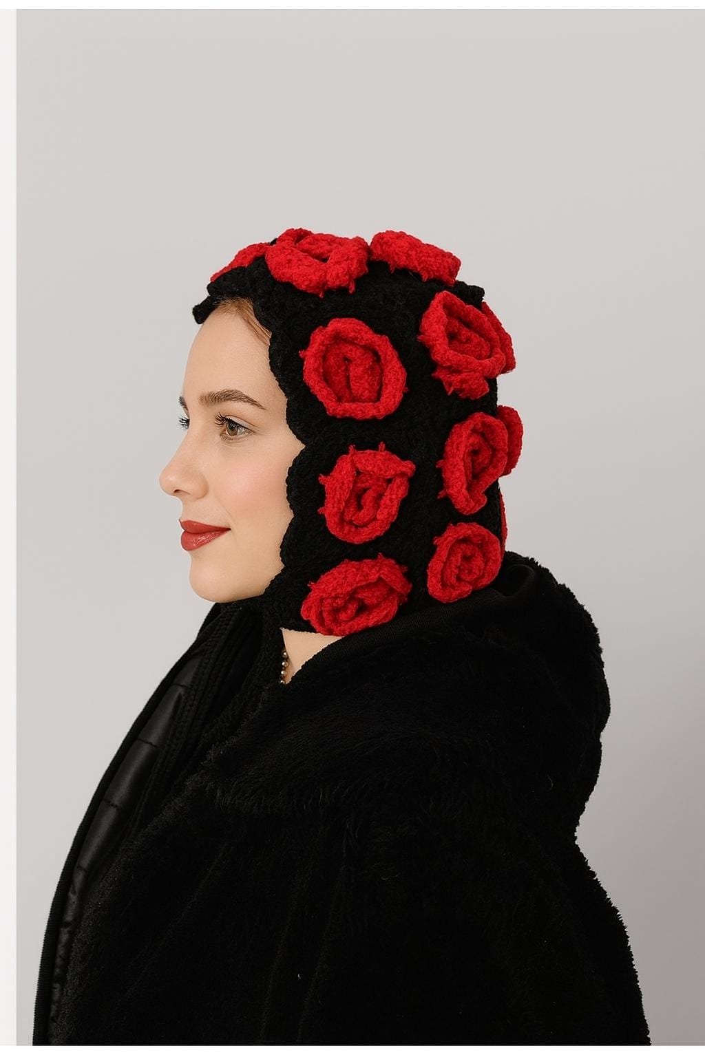19 Crochet Bonnet Patterns with Pixie, Scallop, and Vintage Styles 17 Wool Rose Balaclava Bonnet Crochet Pattern