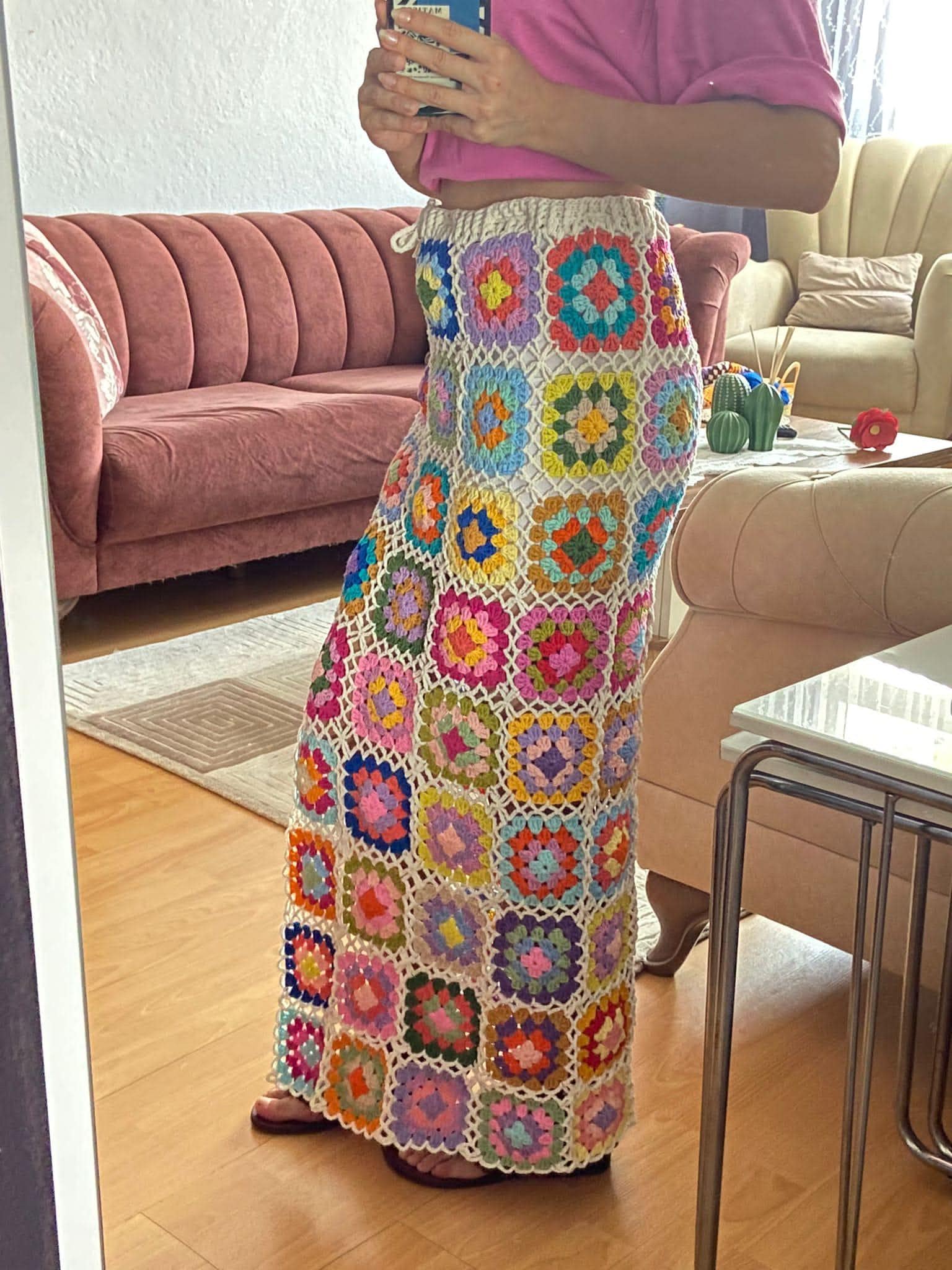 Crochet Skirt, Hand-knit Skirt, Maxi Long Skirt, Handmade