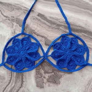 Crochet Bikini, Flowers Bikini, Summer Bikini, Beach Bikini, Floral Bikini, Handmade Bikini Top, Hand-Knit Bikini, Festival Clothes