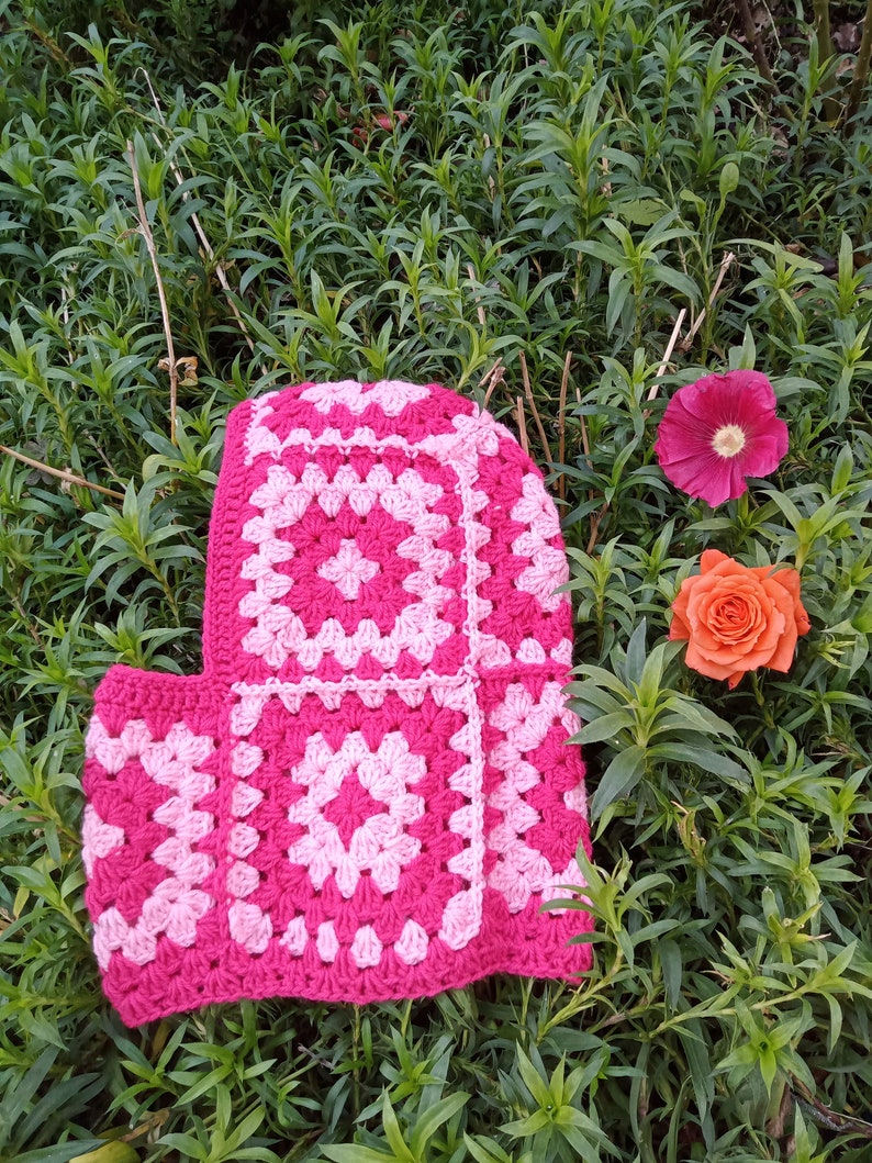 Crochet Pink Balaclava Granny Square Balaclava Handmade Etsy UK