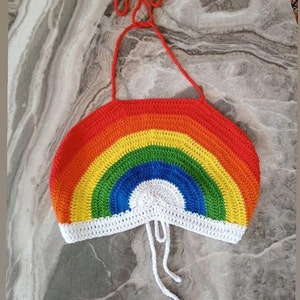 Crochet LGBTQ Top, Crochet Pride Rainbow Halter Top, Crochet Pride Top, Festival Crop Top, Boho Hippie Top, Rainbow Summer Top
