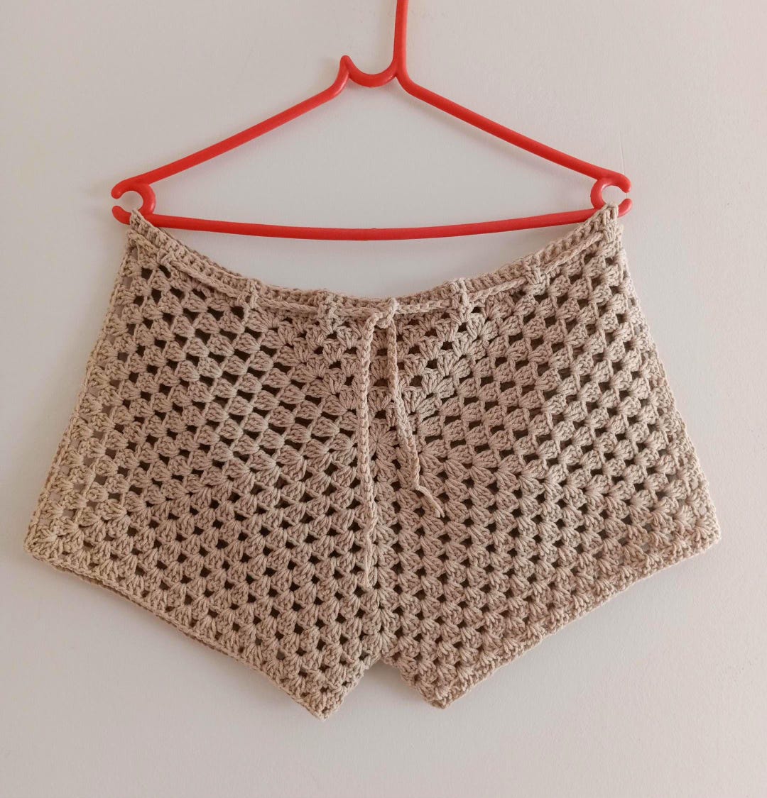POL Elastic Waistband Crochet Shorts with Granny Square Weave main image 0
