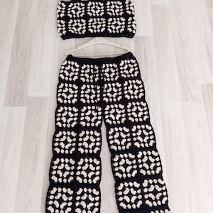 Handmade häkeln Grandma Square Hose und Top Set : Baumwolle Strick
