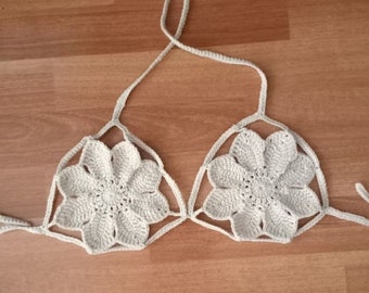 Crochet Bikini Flower bikini  Summer Bikini Beach Bikini Floral Bikini Handmade Bikini Top Crochet Clothing Women's Clothing Hand Knit Gifts