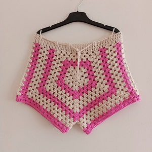 Crochet Shorts, Granny Square Colorful Shorts, Handmade Summer Shorts, Shorts for Women, Boho Shorts, Hippie Shorts, Beachwear