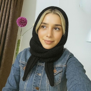 Handmade Red Knit Hooded Cowl: Chunky Crochet Winter Scarf
