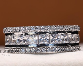 Herren Hochzeit halb Ewigkeit Band, 2 Ct Labor erstellter Diamant, Verlobungskanal Band für Herren, Band für Männer, Jubiläumsband, Geschenk für ihn