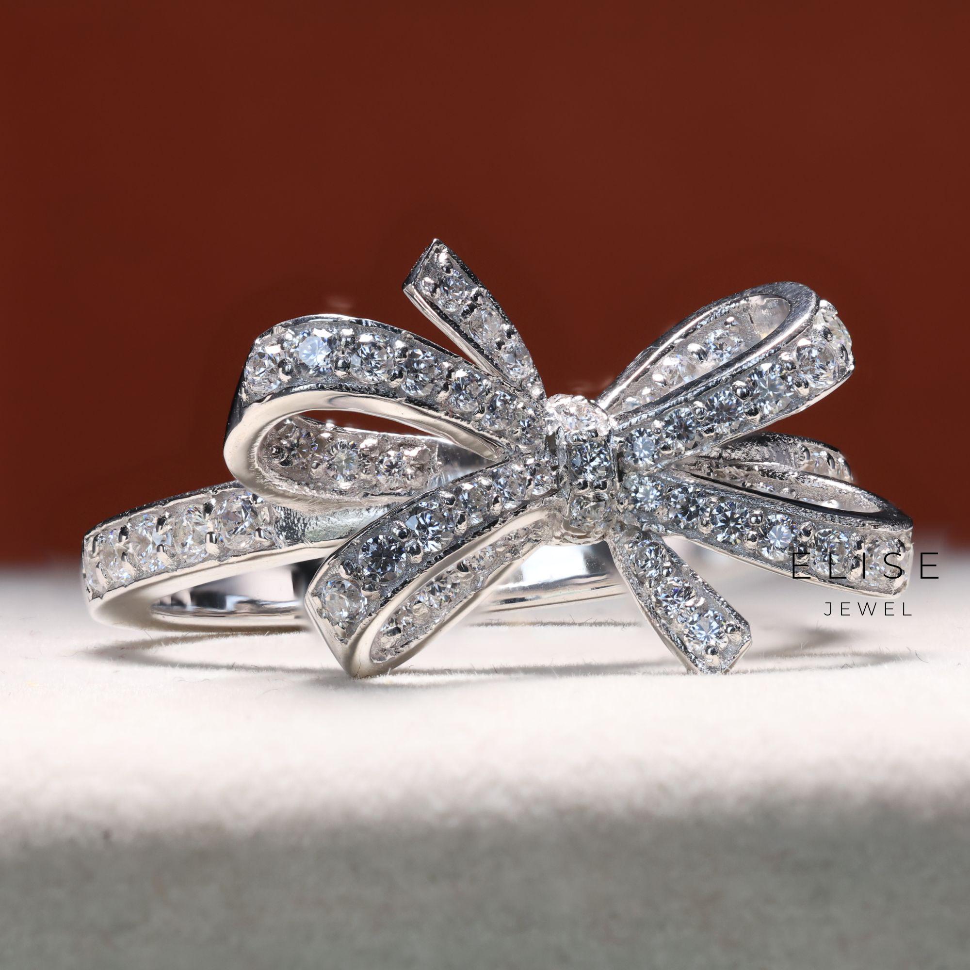 Schleifenring, 925er Sterlingsilber, Hochzeitsschleifenring, Jubiläumsgeschenke, zierlicher Ring, neues Design, trendiger Ring