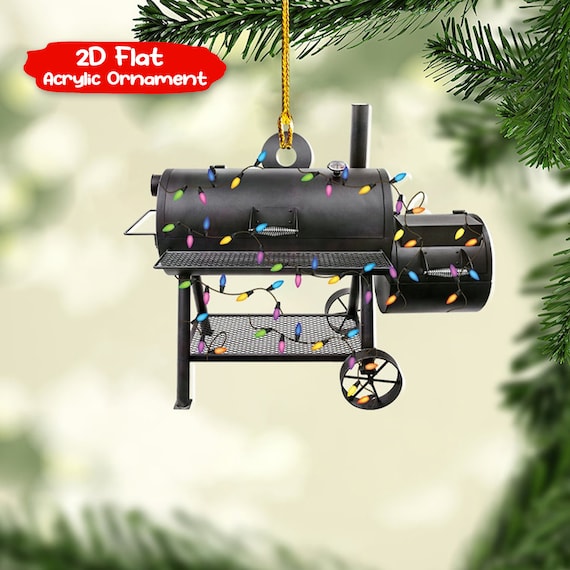 Smoker BBQ Flat Ornament, Grill Christmas Light Ornaments