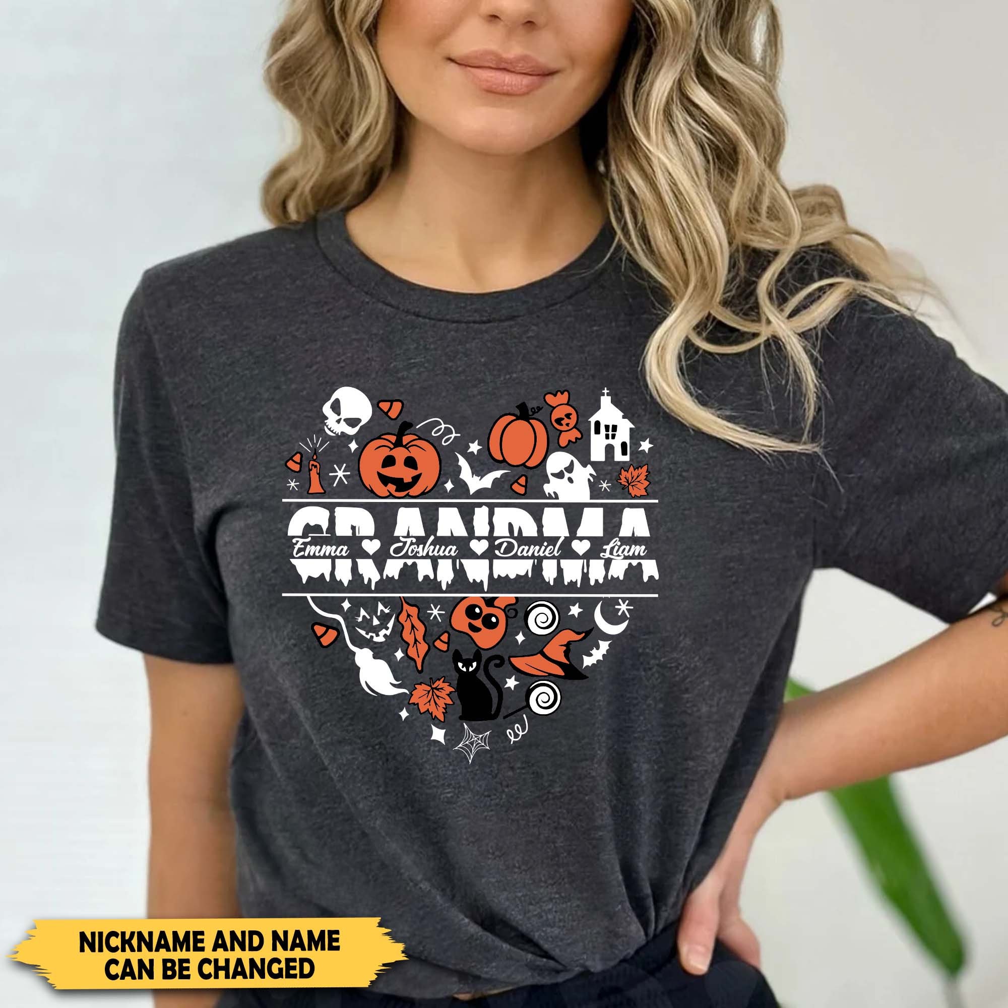 Discover Personalized Grandma Halloween Shirt, Custom Nana Shirt for Halloween, Custom Grandkid Shirt, Halloween Gift For Mimi, Family Ghost Shirt