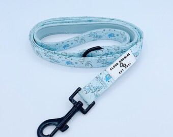 Seas The Day Dog Leash: 5ft Ocean Print with Neoprene Handle