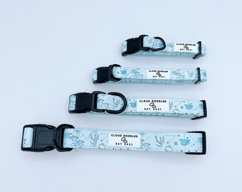 Seas The Day Dog Collar: Ocean Blue Neoprene Padded Collar
