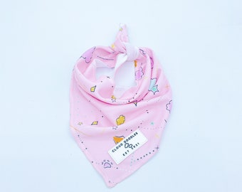 PAWTY IN PINK pet bandana| original designs| triangle | tie-on | dog & cat | pet fashion| elegant patterns| pink print