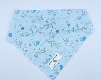 SEAS THE DAY pet bandana| original designs| triangle | tie-on | dog & cat | pet fashion| elegant patterns| ocean, sea print