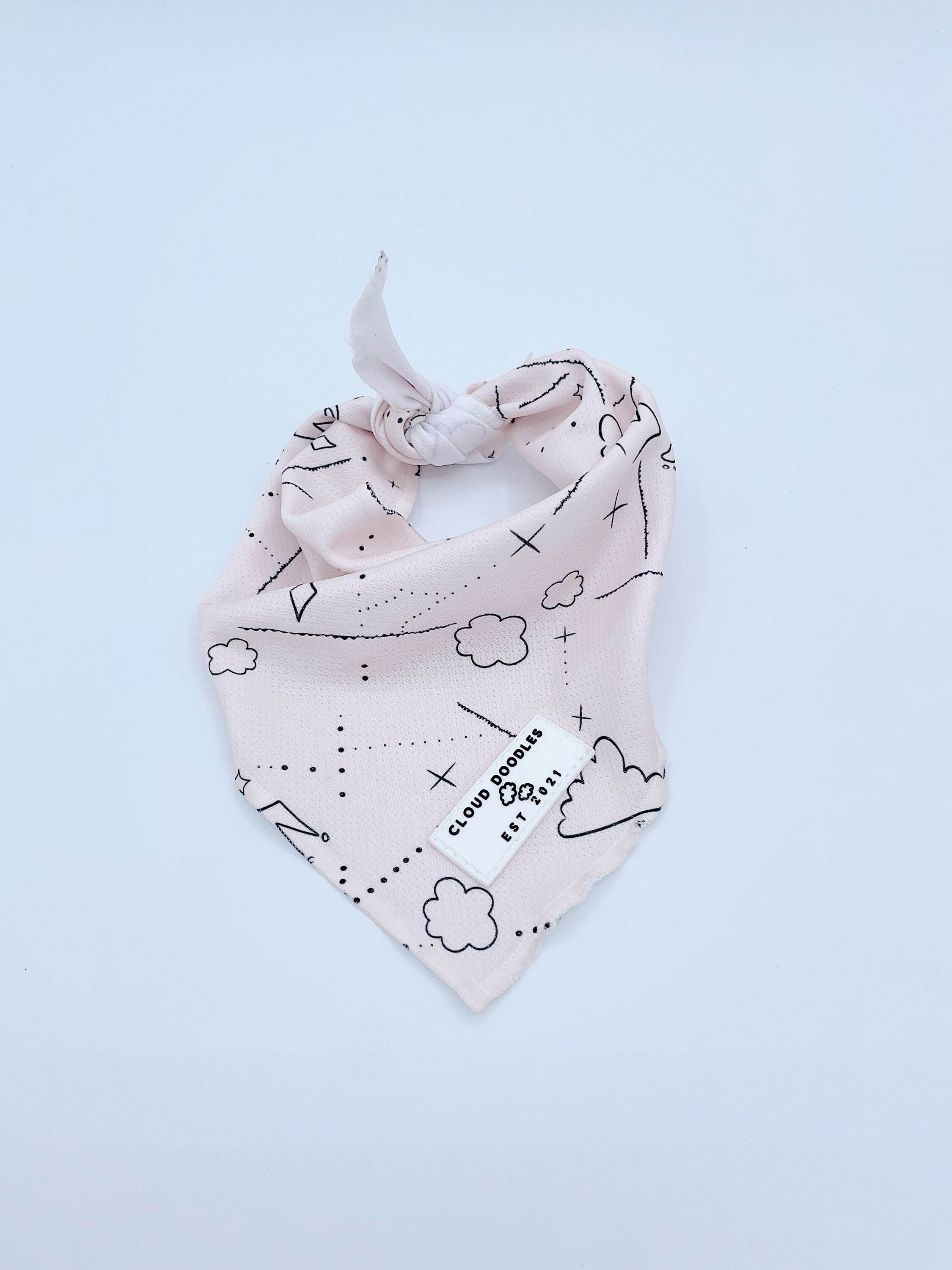 PAWS in THE CLOUDS pet bandana| original designs| triangle | tie-on | dog & cat | pet fashion| elegant patterns| beige, nude print