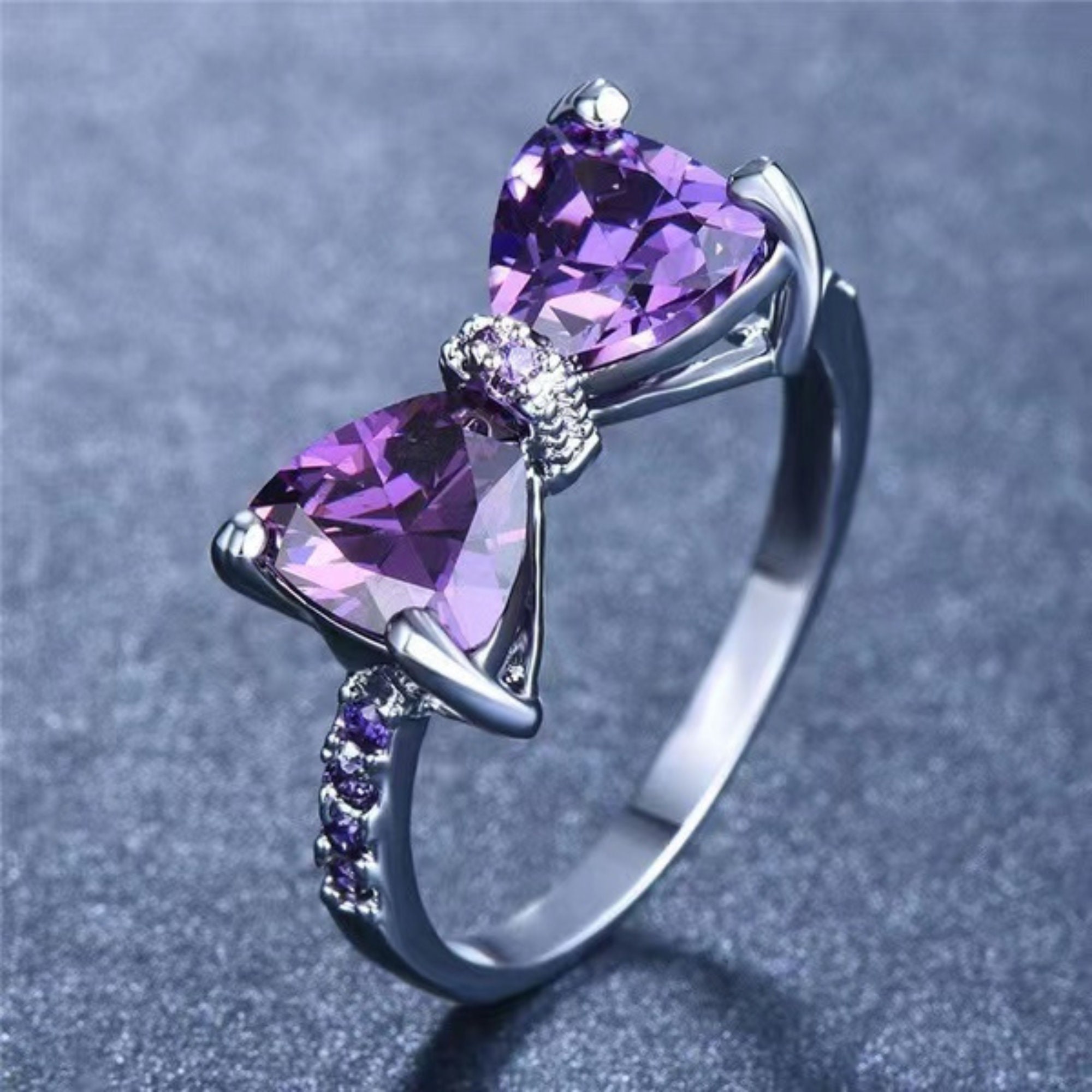 Blue Sapphire Heart Rings for Women Engagement Promise Ring - Etsy