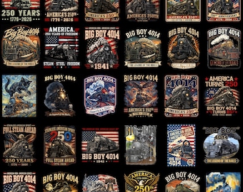 30 Big Boy 4014 Train USA 250th Anniversary Png, Patriotic Steam Locomotive, Locomotive Railroad Train Engine