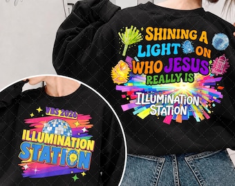 Station d'éclairage VBS 2026 PNG, design en sublimation mettant en lumière qui Jésus est vraiment, chemise chrétienne PNG