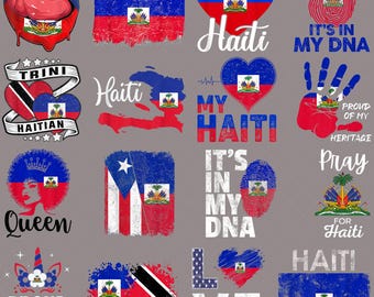 12 Haitian Pride Sublimation Designs, Haiti Flag PNG