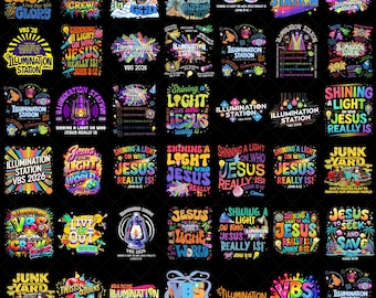 40 Christian VBS 2026 PNG Bundle, Illumination Station Shirt Design, Shine Jesus Light PNG, Vacation Bible School Digital Download