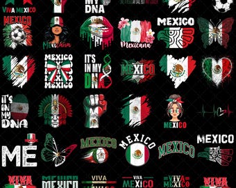35+Mexico Pride PNG Bundle, Mexican Flag Clipart, Latino Heritage Shirt Graphics, Fiesta Digital Download
