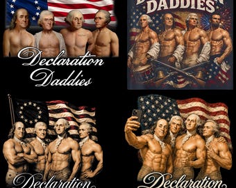 Declaration Hunks PNG Bundle, Funny Founding Fathers, Patriotic 4th of July Humor