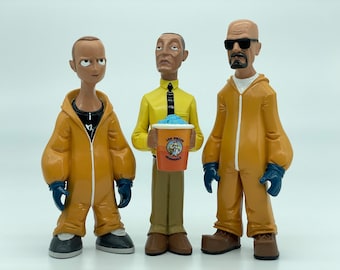 Classic Cartoon Style Breaking Bad Action Figure Cooking Clothes Walter Jesse and Gustavo Resin Model Miniature Figurines Desktop Decoration
