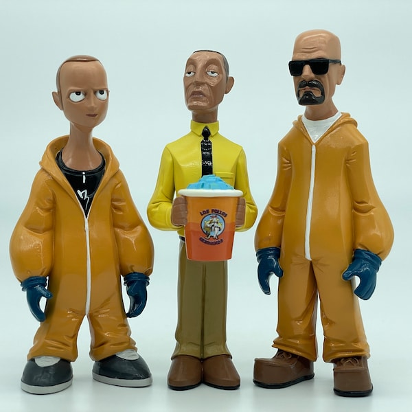 Klassieke cartoonstijl Breaking Bad Action Figure Koken Kleding Walter Jesse en Gustavo Hars Model Miniatuur Beeldjes Desktop Decoratie