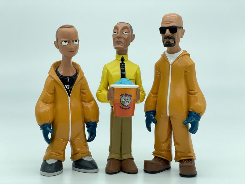 Classic Cartoon Style Breaking Bad Action Figure Cooking Clothes Walter Jesse and Gustavo Resin Model Miniature Figurines Desktop Decoration image 1