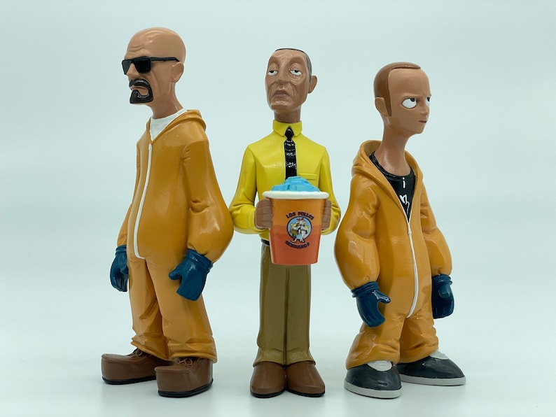 Classic Cartoon Style Breaking Bad Action Figure Cooking Clothes Walter Jesse and Gustavo Resin Model Miniature Figurines Desktop Decoration image 2