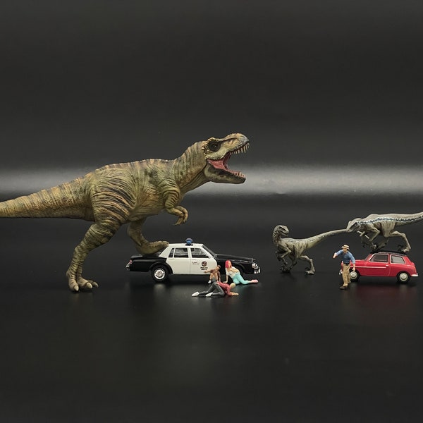 1/64 Scale Resin Model Jurassic Dinosaur Park Ranger Man Woman Child Figuresr Scene Dioramas Miniature Collection