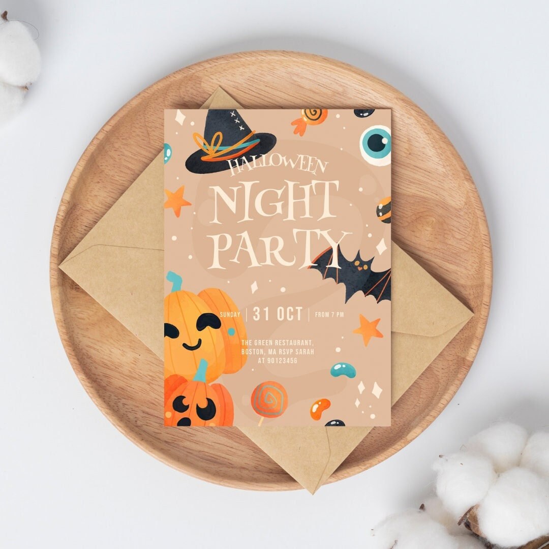 Editable Template Printable, Halloween Party Invitation, Spooky Season ...
