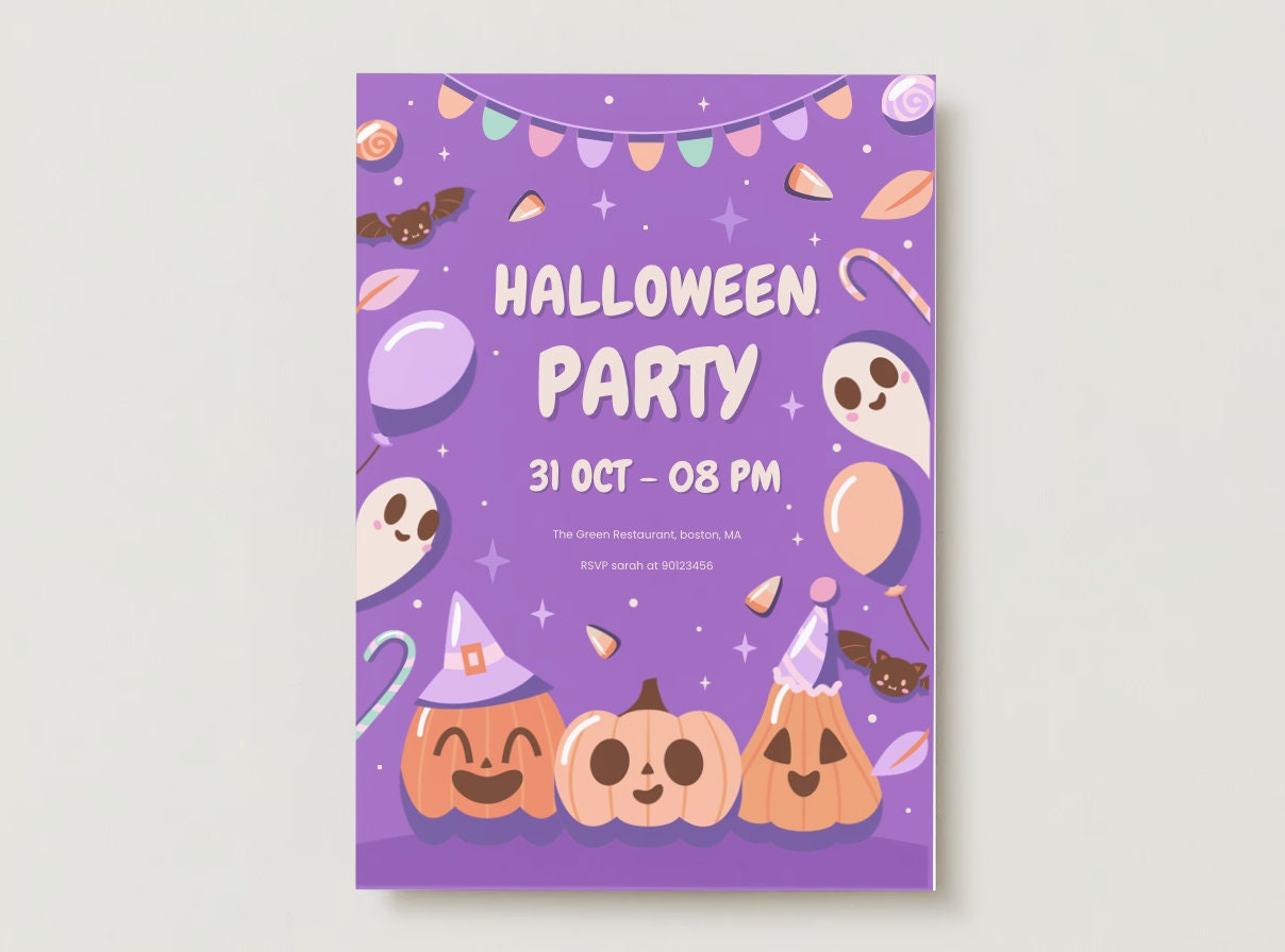 Editable Template Printable, Halloween Party Invitation, Spooky Season ...