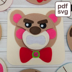 Emotions Activity Quiet Book Pattern: Felt Teddy Bear (PDF & SVG)