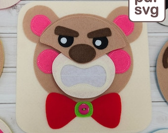 Emotions Activity Quiet Book Pattern: Felt Teddy Bear (PDF & SVG)