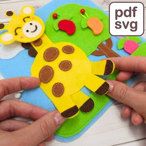 Giraffe Quiet Book Pattern – PDF & SVG Felt Busy Book Template for Toddlers