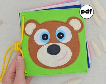 Sensory Quiet Book PDF Pattern: Teddy Bear Felt Busy Book (SVG Template Included)