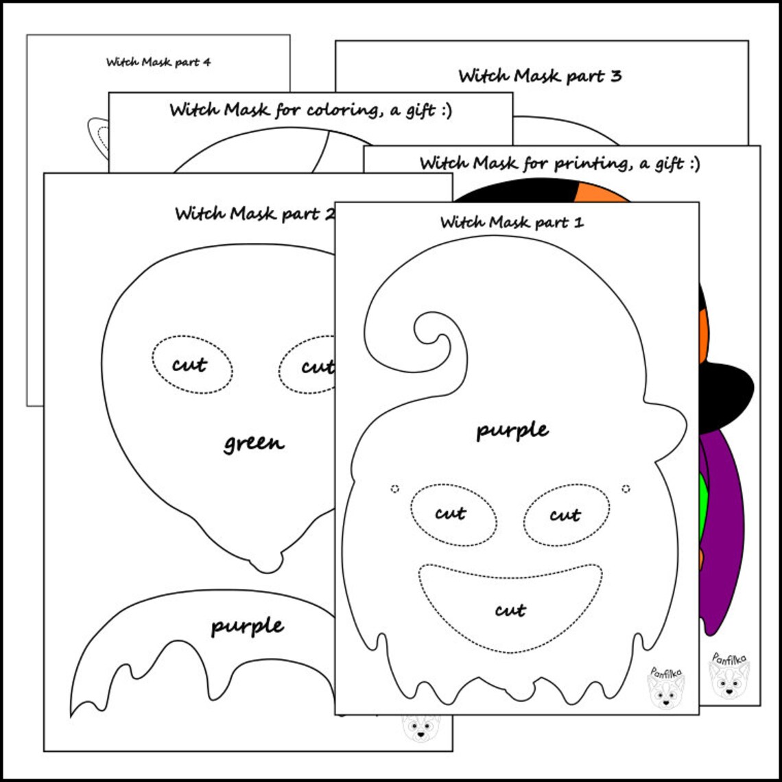 Witch Mask for Kids Pattern PDF &amp; Tutorial DIY Friendly - Etsy