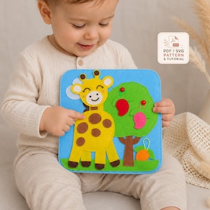 Giraffen-Filz-Aktivitätsbuch-Vorlage (PDF, SVG), Beschäftigungsbuch für Kleinkinder