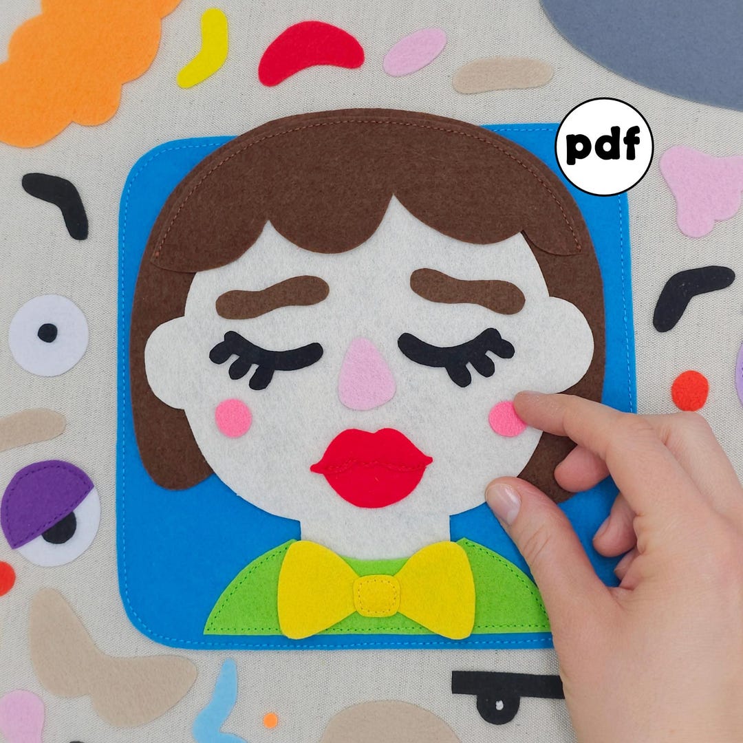 Emotions Quiet Book PDF Pattern | Felt Build a Face Page for Toddlers ...