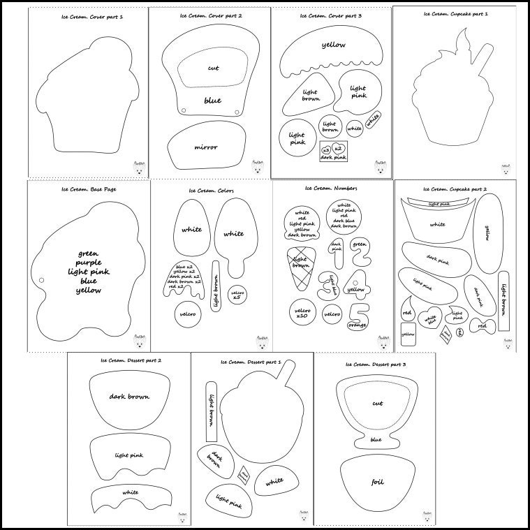 Ice Cream Quiet Book Pattern, Felt Ice Cream Counting Activity, Busy ...